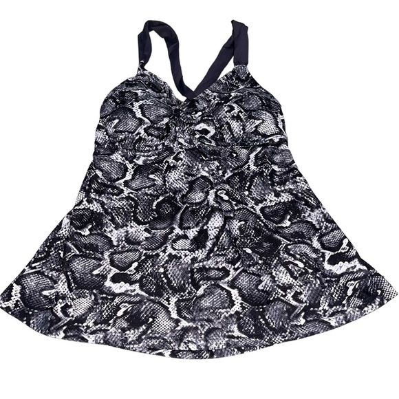 NEW Kona Sol Gray Snake Print Tankini Swimsuit Top size XS - Picture 4 of 9